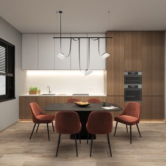 DK5660-WH+BK Cветильник для трека-ремня Belty Smart, серия Flow, со светодиодом, D220*H117мм, 48V DC, 24W, RA90, 120°, 3000-5700K, IP20, белый с черным, алюминий