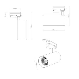 DK6453-BK Трековый светильник SOLID KOPER, 145мм, d70, 220V, LED 3000K, 24W, IP20, черный, алюминий