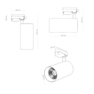 DK6455-BK Трековый светильник SOLID KOPER, 155мм, d80, 220V, LED 3000K, 30W, IP20, черный, алюминий