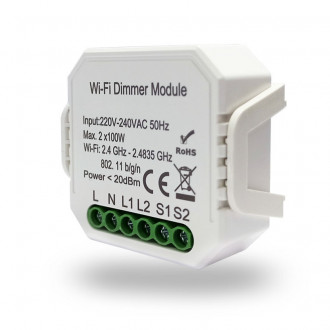 RL1004-DM Двухканальное Wi-Fi реле-диммер 2 x 100 Вт