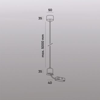 TR2124-BK Подвод питания для подвесного монтажа трека SMART BASE, АС 220-240V, IP20, 5м, черный, алюминий