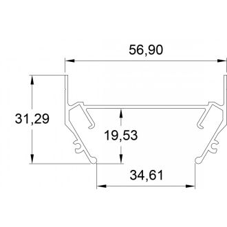 TR3050-AL Закладной профиль под шинопровод для натяжного потолка 2м