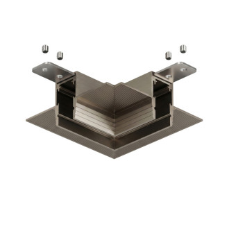 Угловой элемент трека HIDE SHINE PRIME для ГКЛ 12,5мм потолок-потолок 90° 48V DC Темный никель алюми