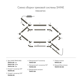 Шинопровод BASE SHINE PRIME 2м 48V DC IP20 Темный никель алюминий