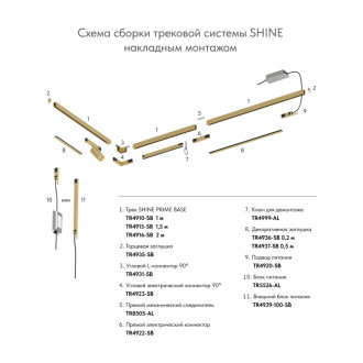 Электрический коннектор угловой для трека BASE SHINE PRIME 48V DC 90° потолок-потолок Сатин. лат.