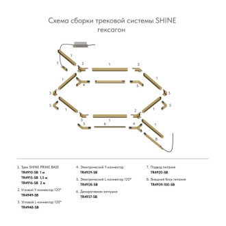 Электрический L-коннектор угловой 120° 48V сатин лат SHINE PRIME