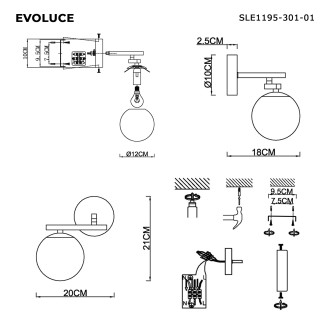 Бра Evoluce Sierra SLE1195-301-01, E14, 40 Вт, латунь/белый, модерн стиль