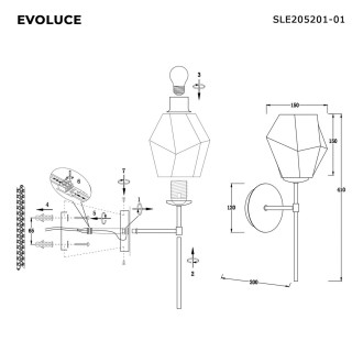 Бра Evoluce Terramo SLE205201-01, E27, 60 Вт, латунный/белый