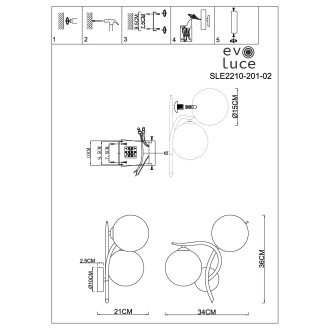 Бра Evoluce Artu SLE2210-201-02, G9, золотой/белый, плафон стекло