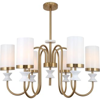 Люстра на штанге Stilfort Mramaris 1054/05/06P, 6×E14 по 40 Вт, бронзовый/белый