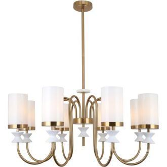 Люстра на штанге Stilfort Mramaris 1054/05/08P, 8×E14 по 40 Вт, бронзовый/белый