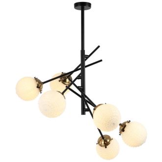 Люстра на штанге Stilfort Sinus 2140/01/06P, 6×E27 по 40 Вт, черный/белый