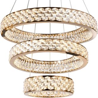 Каскадная люстра Stilfort Rhombus 4040/03/03P+PL, LED 150 Вт, золотой/прозрачный